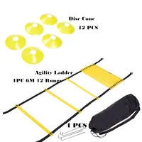 

Amazon hot sell 12 rungs speed agility ladder with 12 field cones and 4 Stakes footwork equipment for soccer football drills