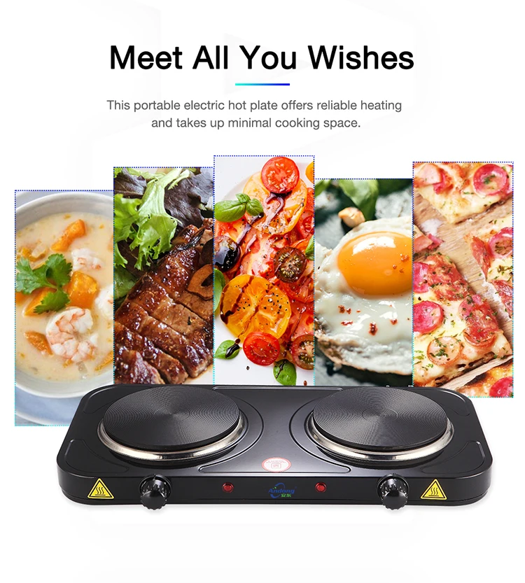 Kitchen Use Electric Solid Hot Plate For Cooking With Two Solid Heating