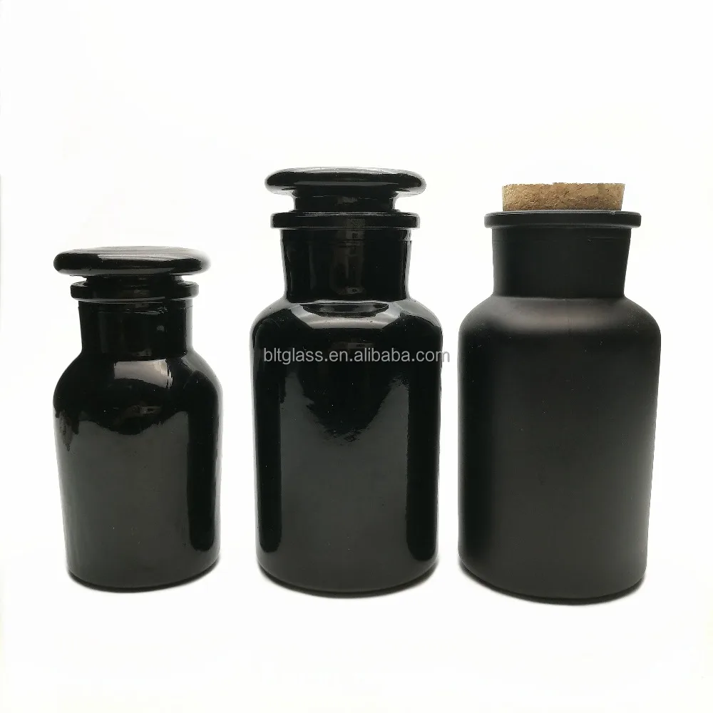 Glass Reagent Apothecary Bottles With Black Spray Coating 60ml 125ml