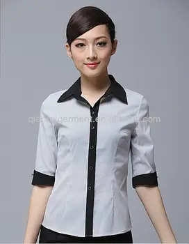 2015 Latest Trendy Contrasting Color Slim 3/4 Sleeve Striped Office