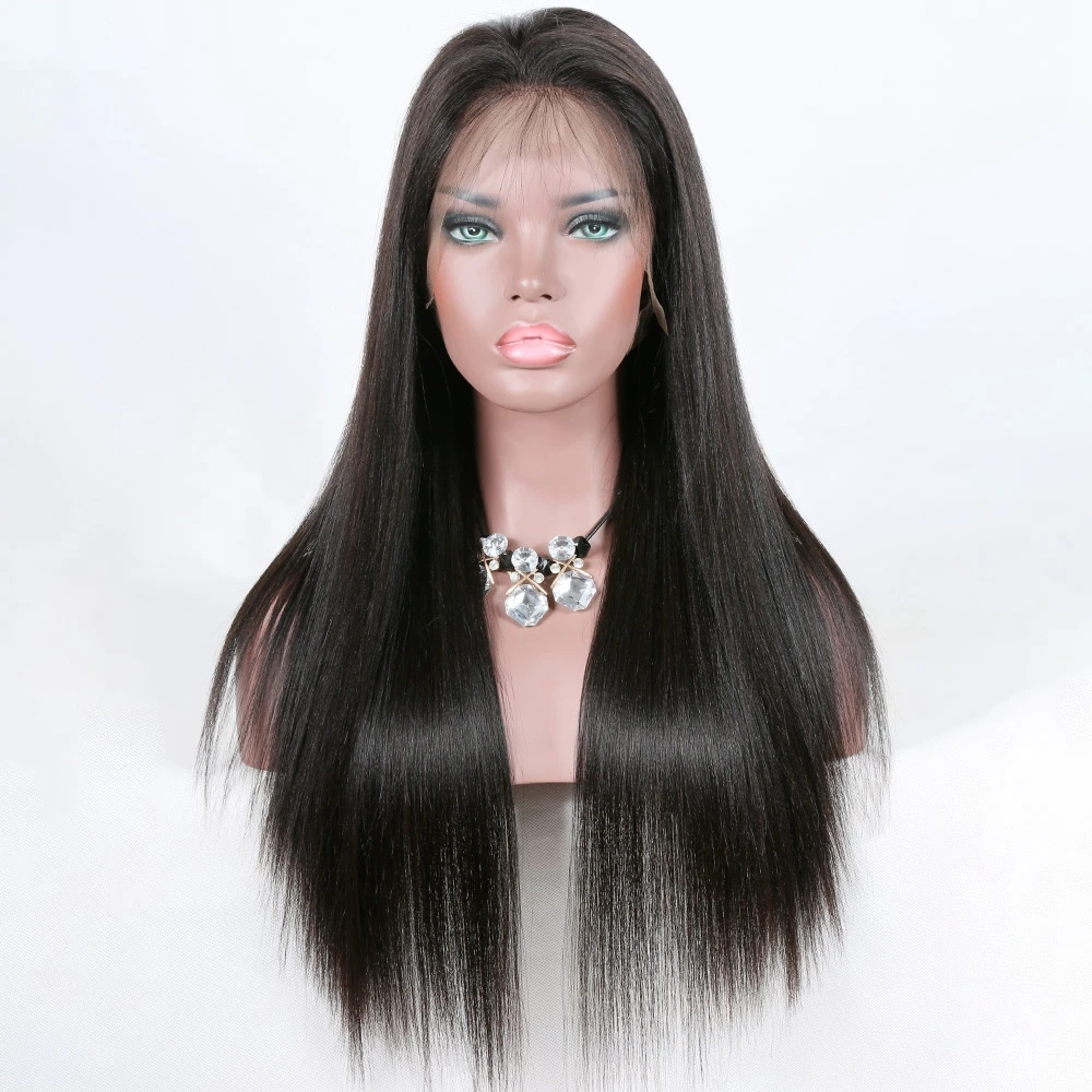 

Wholesale Price Alibaba Express Virgin Unprocessed Human Hair wig With Comb Chinese Light YAKI Lace Front Wigs for black women, Natural color lace wig