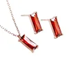 925 sterling silver jewelry sets ruby color 3pcs cz jewelry set