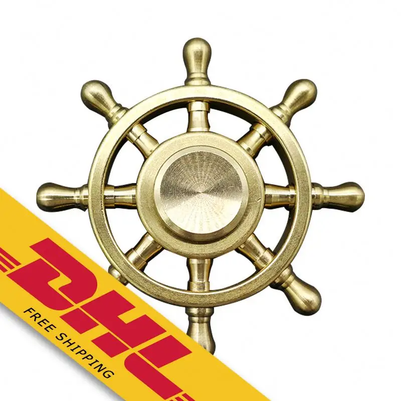 

Fidget Spinner Brass Metal Rudder Ship Wheel EDC Anti-stress Metal Hand Spinners Decompression Toys, Gold