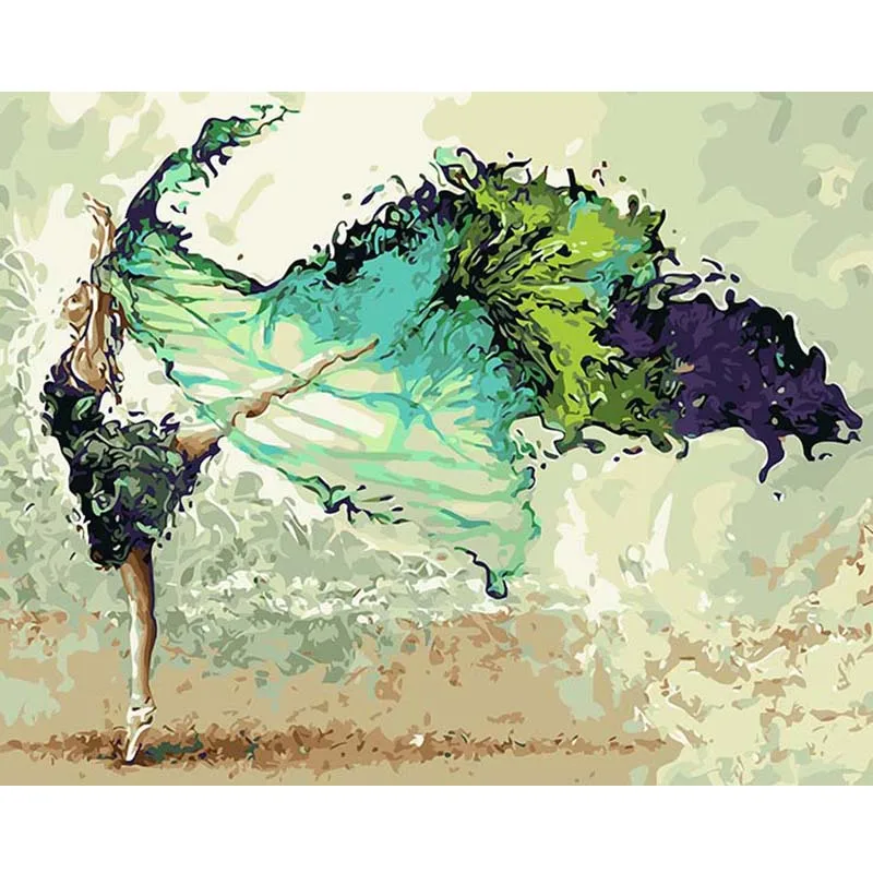 CHENISTORY 99002 Abstract Dancer Oil Paint by Numbers Linen Canvas Hand-Painted Wall Art Acrylic Wall Decor for Home