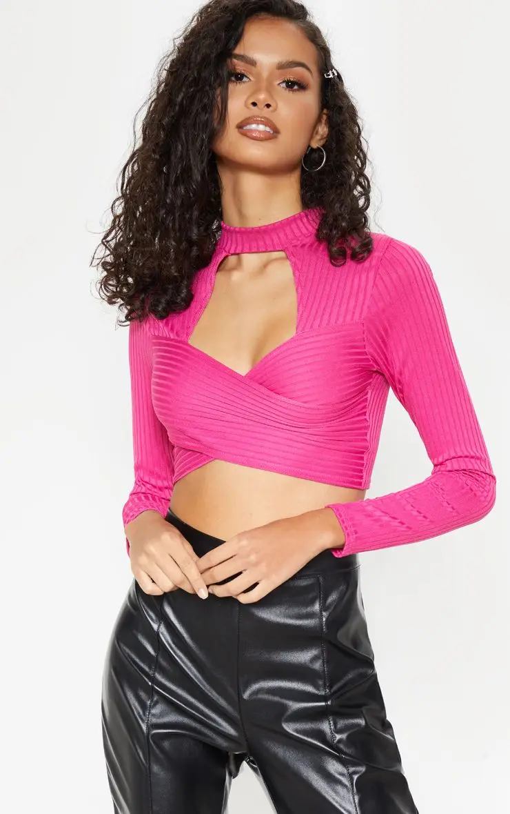 pink cut out crop top