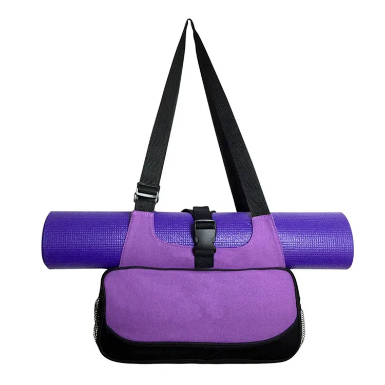 Large Capacity Canvas Yoga Mat Holder Shoulder Tote Bag With Pocket On
