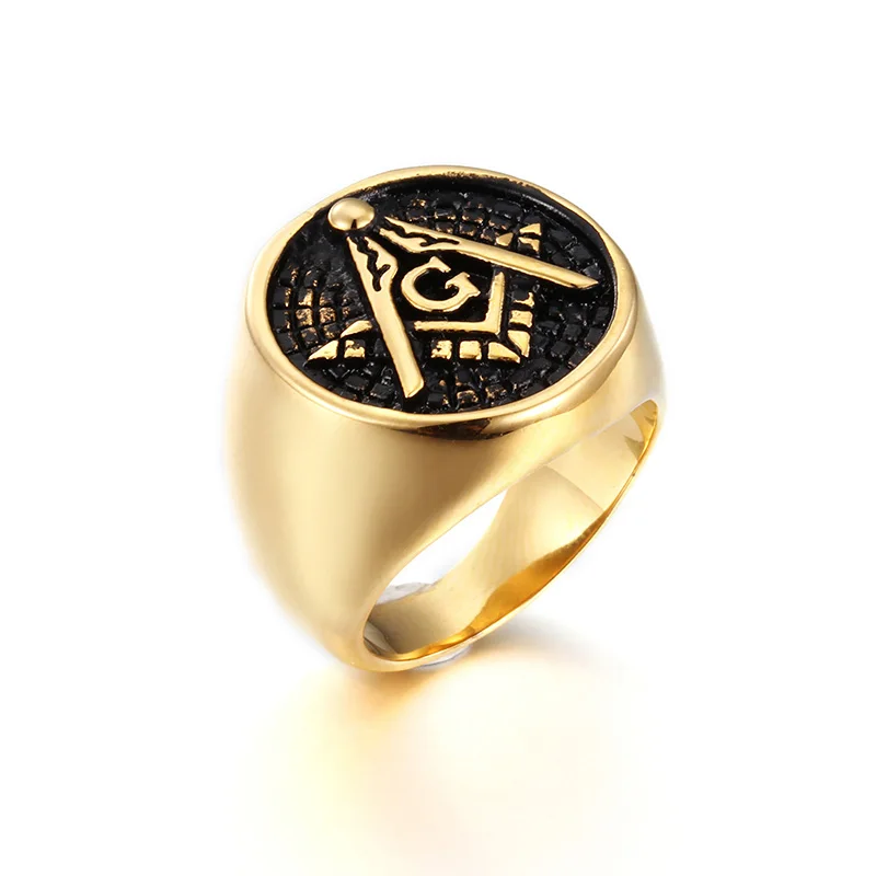 

High Quality Wholesale Rings Jewelry Type 18K Gold Silver Freemason Masonic Signet Rings For Men