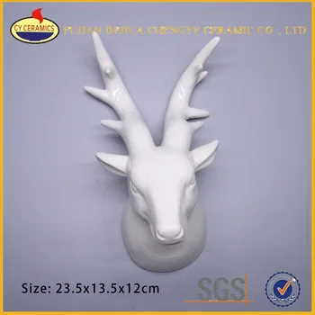 Animal Figurines White Ceramic Deer Head For Home Or Hotel Decor Animal Figurines White Ceramic Deer Head For Home Or Hotel Decor