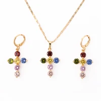 

Hengdian Hot Sale Fashion Design Zirconia Colorful or White Stone Earrings Pendant Jewelry Sets for Women