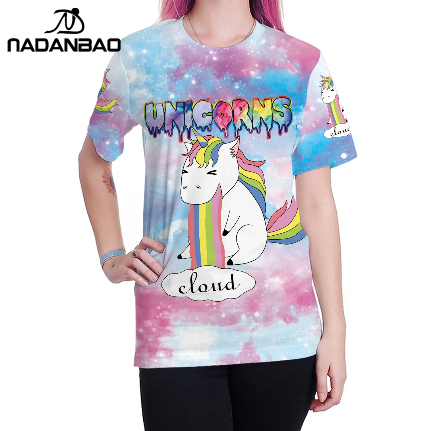 

Nadanbao extra large size t-shirt unicorn printing t-shirt women design your own t shirt official shirts for men