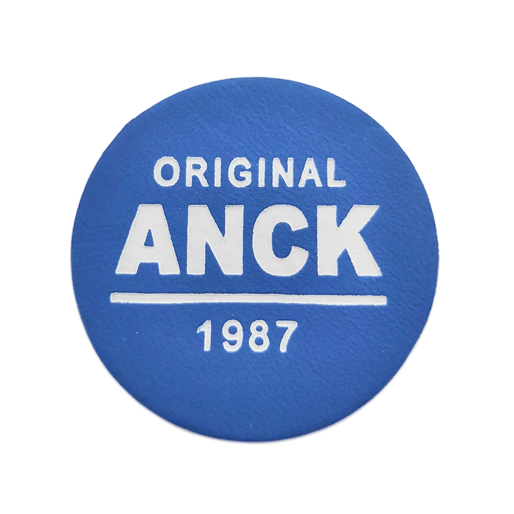 Quan zhou embossed branded logo custom metal pu leather patch label tag