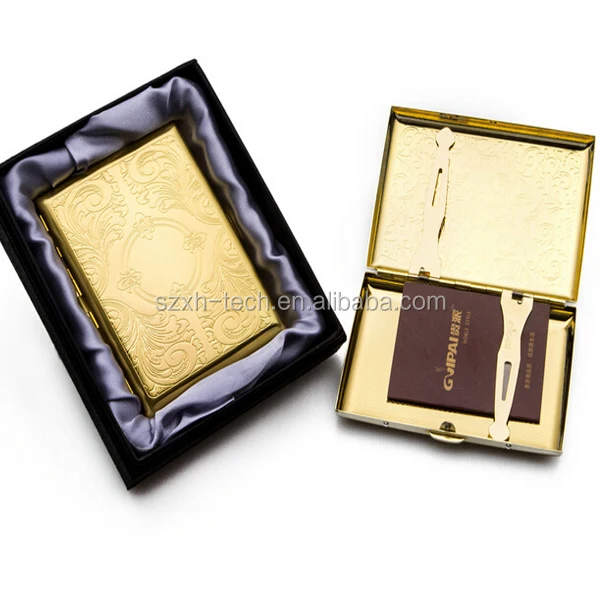 

Polished METAL CIGARETTE CASE golden Colour cigerette holder plain chrome, N/a