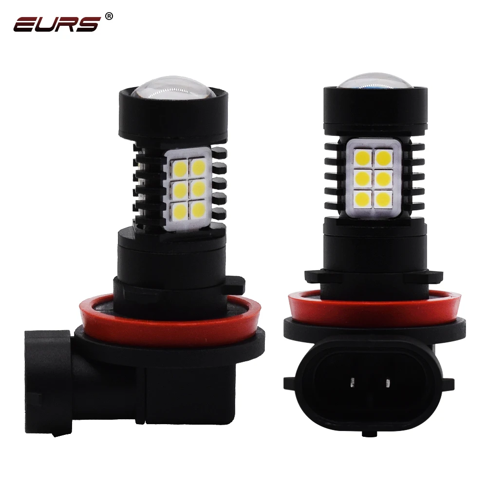 EURS 2PCS 9006 Fog light H11 H7 Led Bulb H8 H16 LED Car Lights HB3 HB4 21W With 3030 Chips 12V White Yellow Driving Lamp