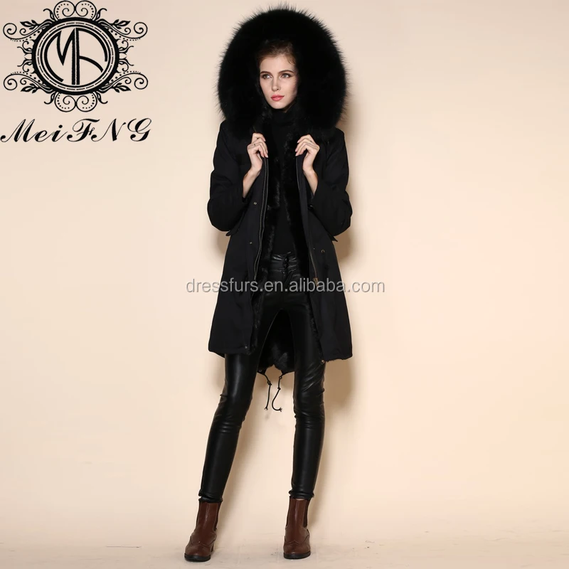 

Wholesale long fur jacket /black women faux fur vest