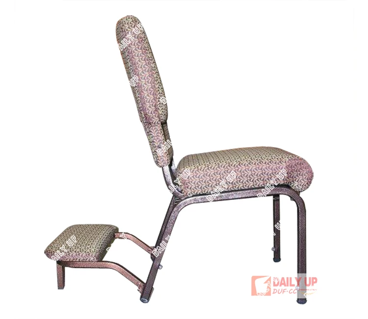 Maroon Church Chair With Kneeler Chapel Pray Chairs For Sale Stackable Church Chairs with Jacquard Fabric Cover