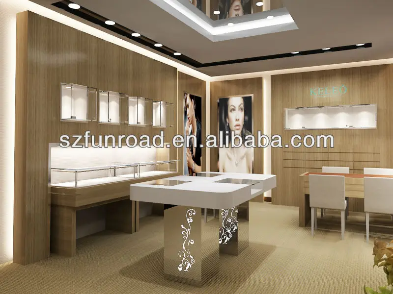 Lighting wooden jewelry fixtures for retailed jewelry shop decoration