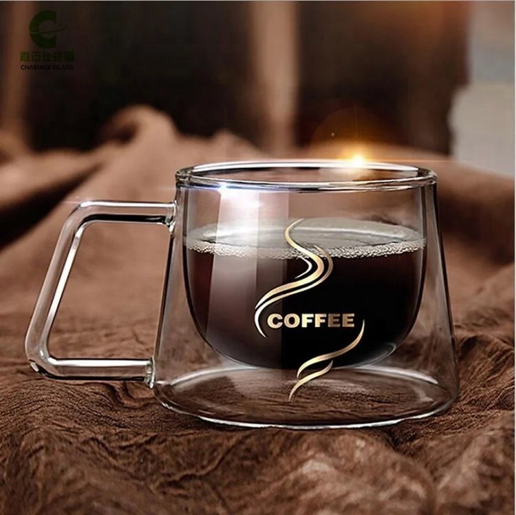 

200ml Double Wall Glass Coffee Mugs with Handle