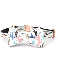 

cactus Personalized Laser Engraved Dog bow tie collar with matching leash