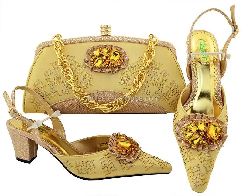 Italian Shoes And Bags Shoes Matching Bag Set Ladies with Stones Wedding  Sandals