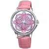 SKONE 9297 unique women's flower dial see through case back best sales women watch