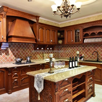 Kitchenette Open Type Red Oak Wood Kitchen Cabinet Kitchen Pantry