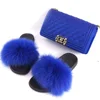 2019 crazy selling colorful fur slides and jelly purses handbag sets for women