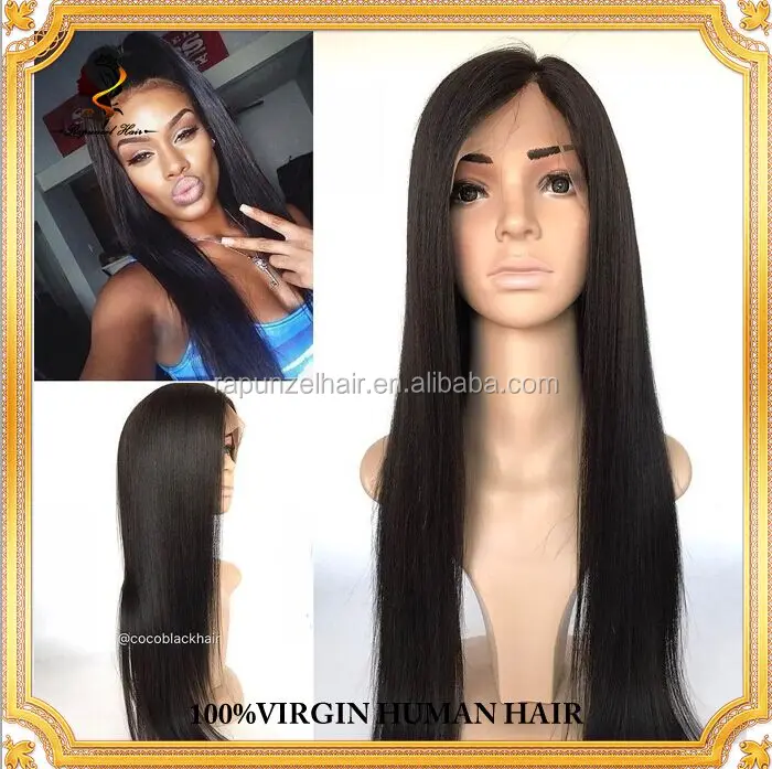 

9A Grade Virgin Natural Black straight Brazilian Human Hair Front Lace Wigs