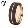 2018 Fashion Jewelry Brown Plating Tungsten Carbide Ring, Matt Beveled Tungsten Carbide Wedding Band, Grooved Rose Gold Ring
