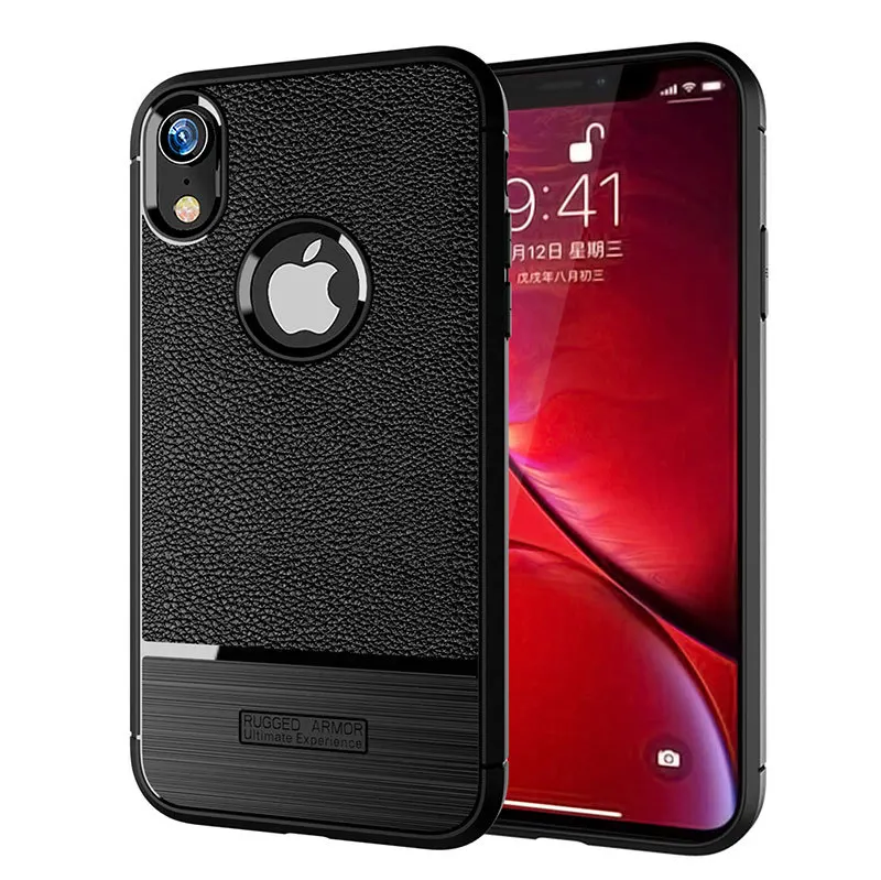 

Litchi pattern mobile phone for iphone XR TPU Silicone Case Cover Shockproof, 5 colors
