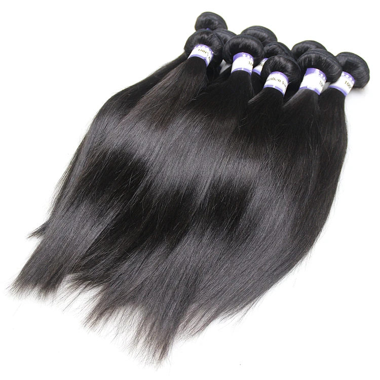 

10 grade double drawn 100% natural raw Indian hair, unprocessed virgin straight hair directly from India, Natural color #1b