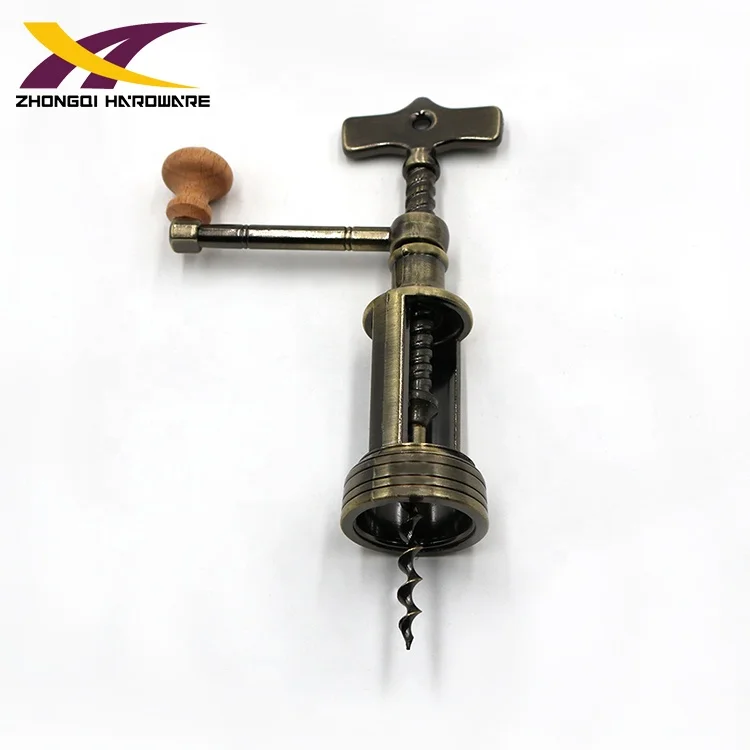 
Factory manufacture zinc alloy antique bottle corkscrew wine opener with wooden box 