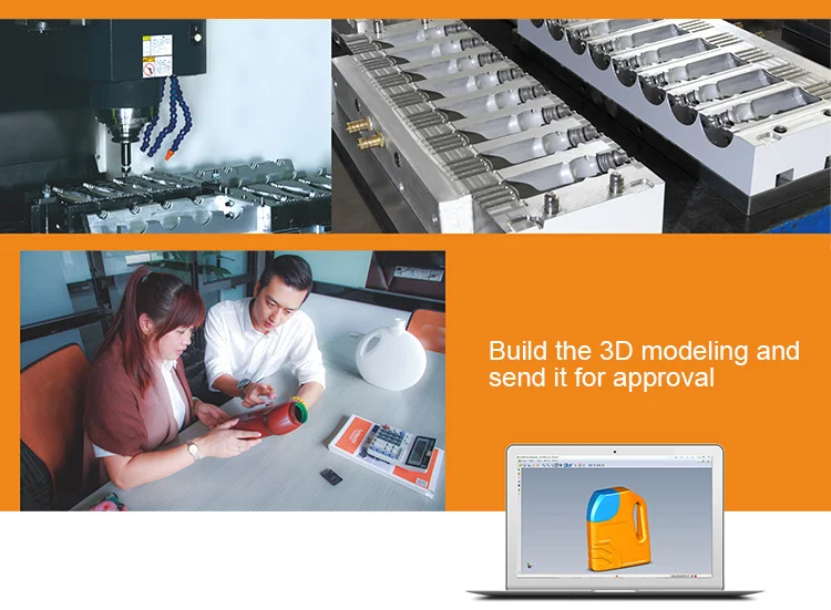 4 cavity plastic blowing mould for HPDE 2.2L bean paste round bottle
