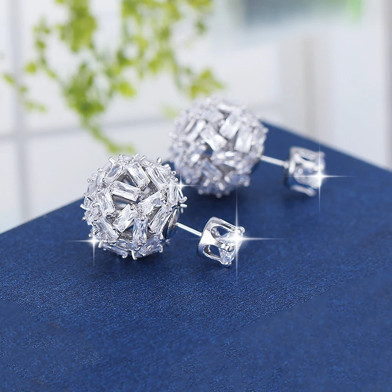 

Elegant Front and Back Colorful Candy Balls Stud Earrings for Women, Silver;red;black