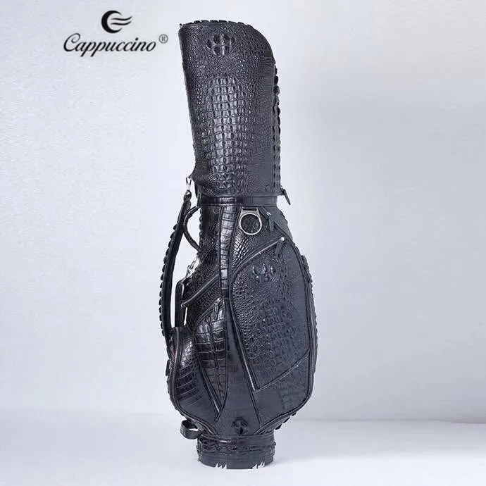 

New Arrived 2019 Cappuccino Fashion popular Luxury Crocodile Skin Leather with high quality Golf Bag, Black