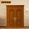Oppein Indonesia price double teak solid wood main door designs