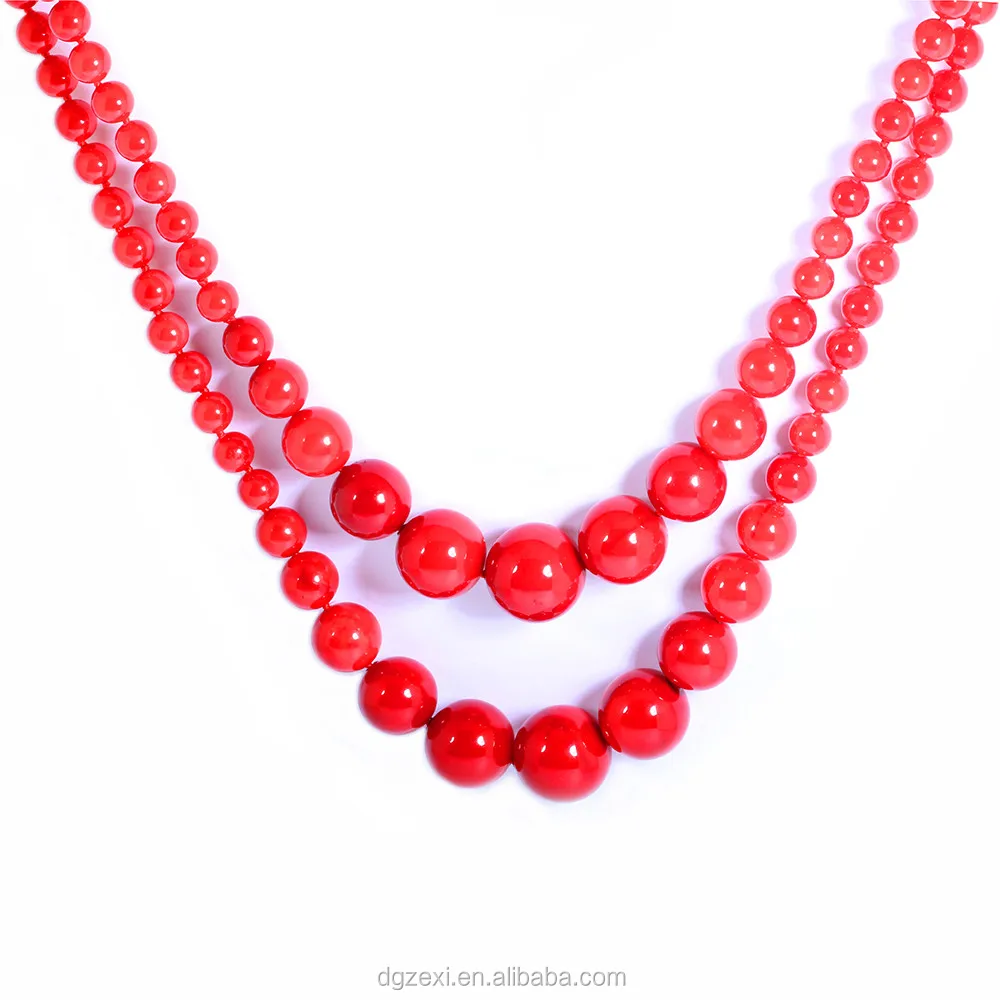 Long Red Pearl Necklace