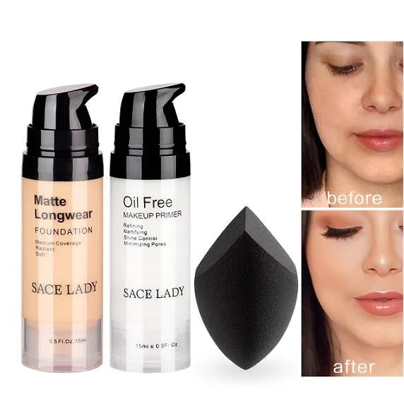 

High quality professional makeup set matte oil free foundation primer base oil-control pores liquid cream
