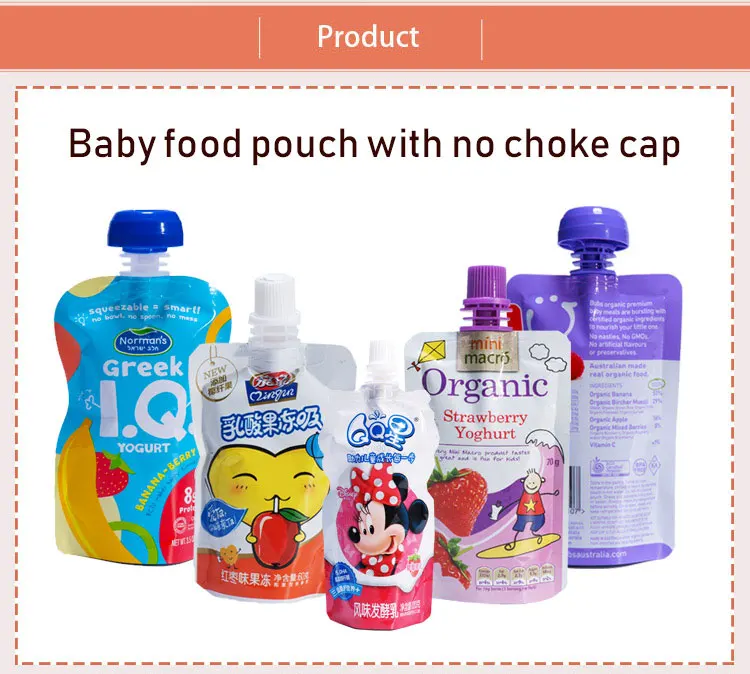 Reusable Packaging Freezing Spout Standing Plastic Baby Food Pouch With