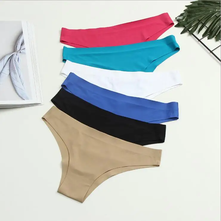 

Tag Less Seamless Underwear Photo Women' Panties Invisible Bikini Half Coverage Pack Of 6, 6 colors