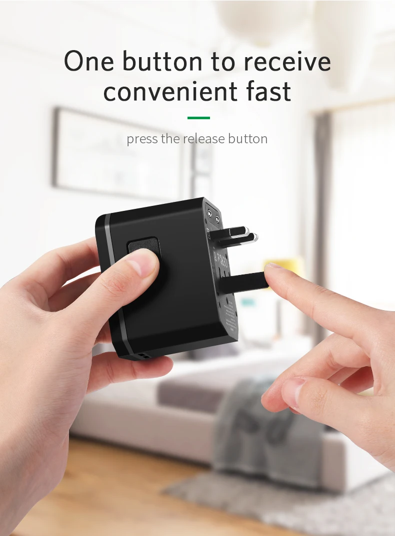 Earldom Universal Travel adapter plug Type C USB quick charger 42W PD adaptor power electrical plug outlet