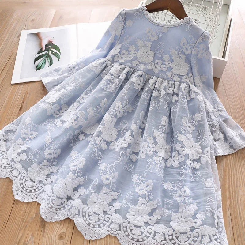 

fall baby lace tulle girls dress solid kids lace dress ruffles children clothes party wedding wholesale boutiques stock lot