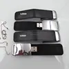 Custom logo Leather style usb stick with keyring