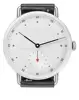 transparent sapphire crystal caseback automatic watch with black alligator leather strap with protective rubber lining