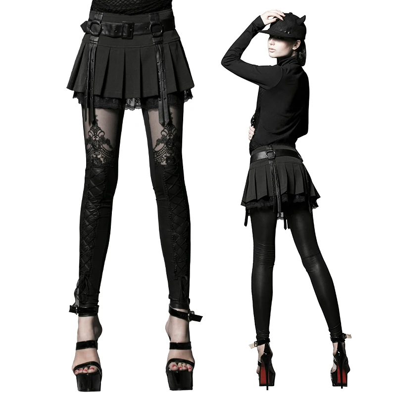 

K-144 Fashion women leggings Gothic lace Sexy Womens black leather leggings