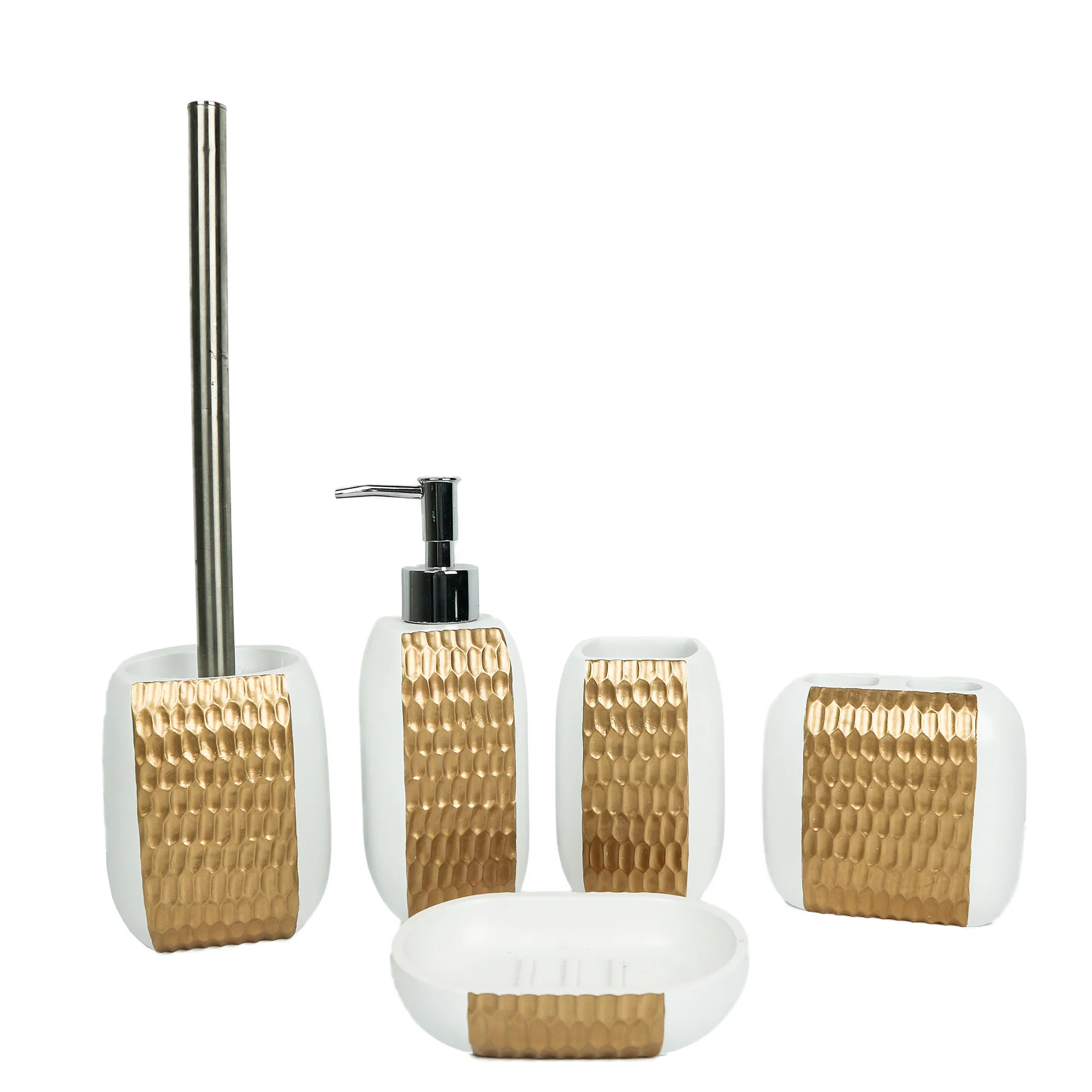 Luxury Bathroom Products Accessory Fivepiece Gold Toilet Bathroom Set