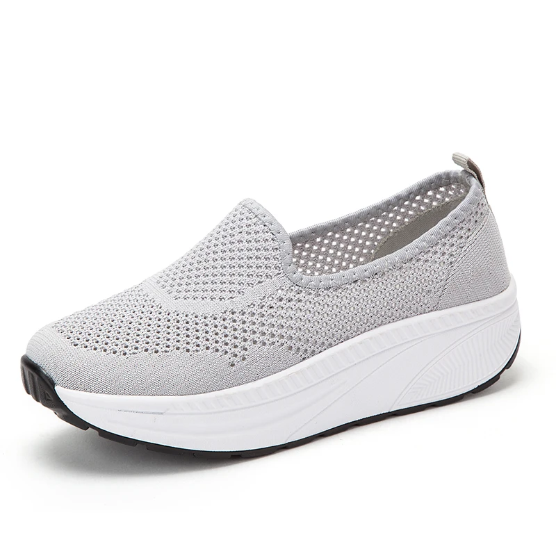 

Fashion Platform Fitness Walking Shoes,Female Mesh Shoes Casual Slip On ,Women Flat Casual Shoes Women, Pink/gray/black