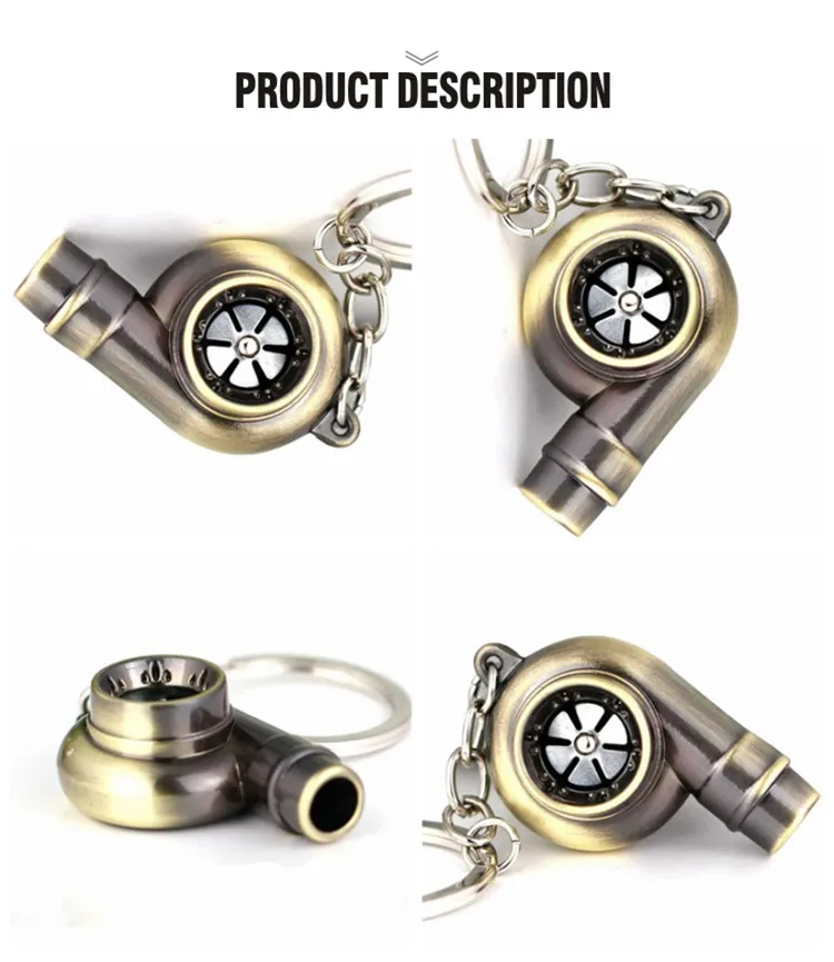 Custom 3D metal craft auto parts Premium Turbo Supercharger Keychain