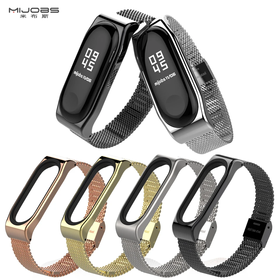 

Mijobs mi band 4 band stainless steel strap for mi band 3 watch bands wholesale