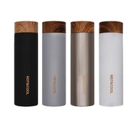 

New Wooden Color Lid Stainless Steel Double Wall Insulated Vacuum Flask with Tea Infuser Leakproof Shaker Water Bottle