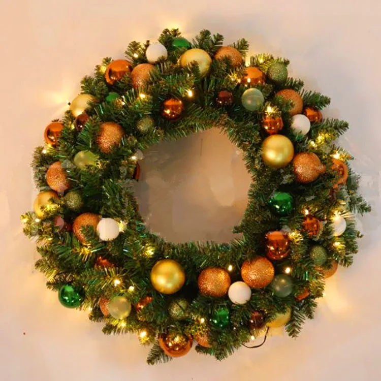 Wholesale Led Light Artificial Flower Xmas Decoration Green Garlands